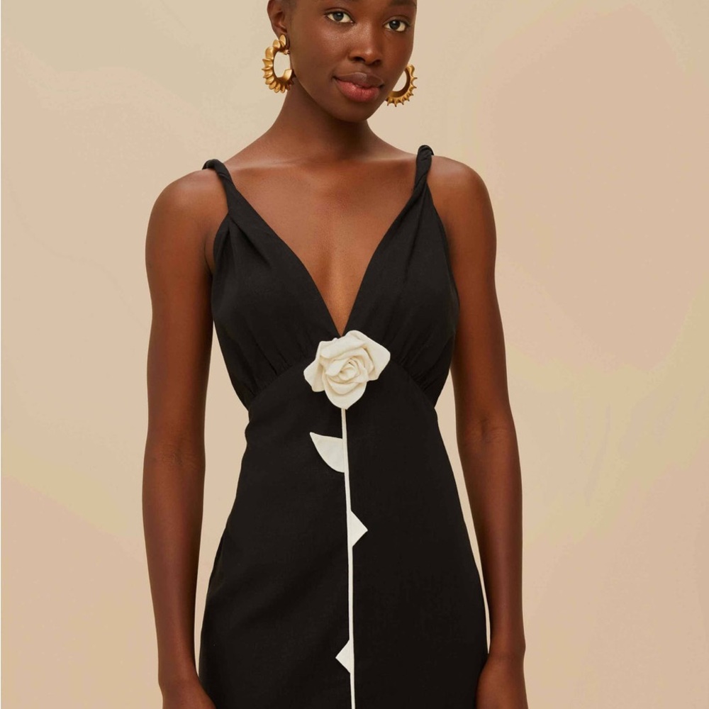 FARM Rio Black Mini Dress with White Floral Detail - Picture 7 of 12
